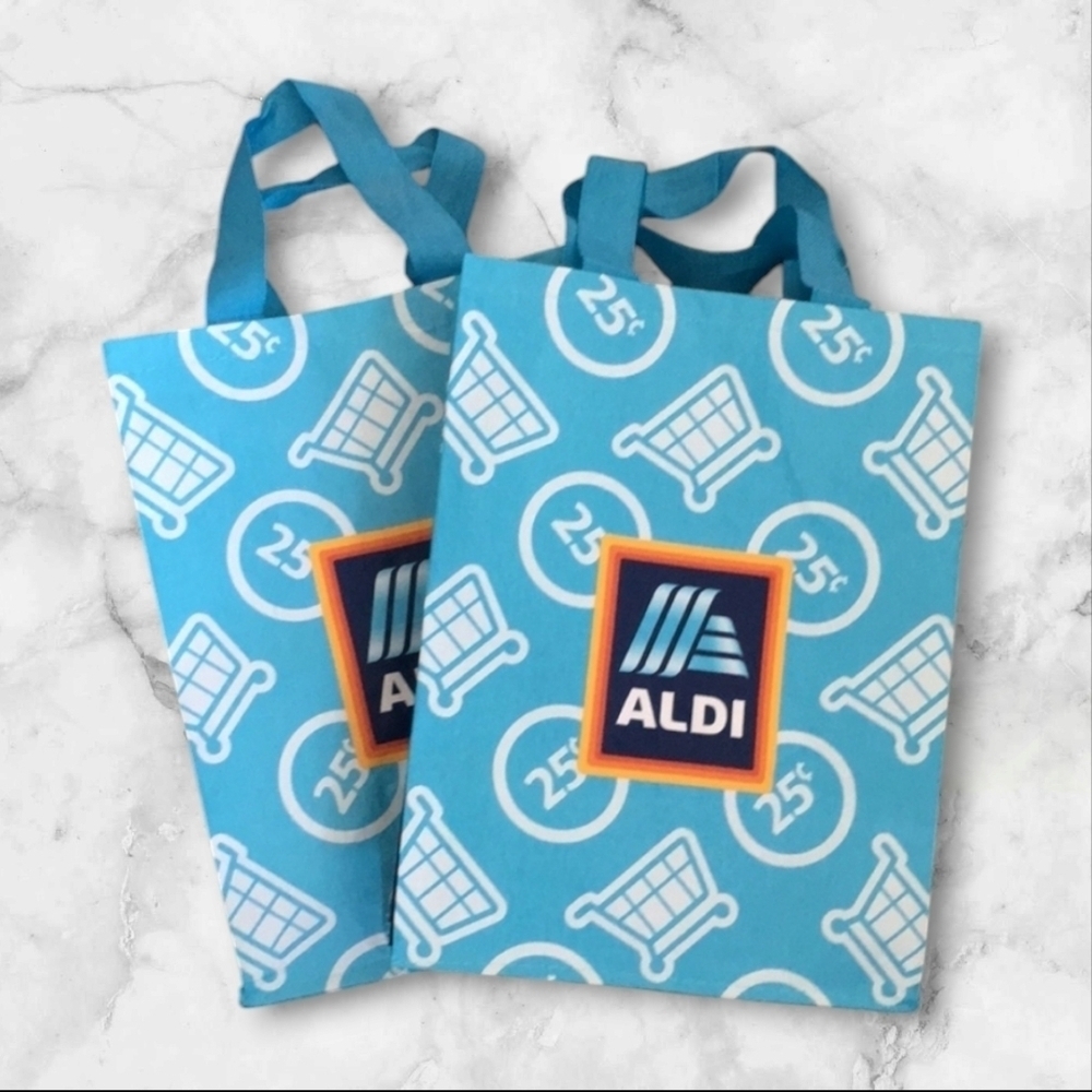 2X Aldi Sky Blue Circle Shopping Reusable Shopping tote bags New